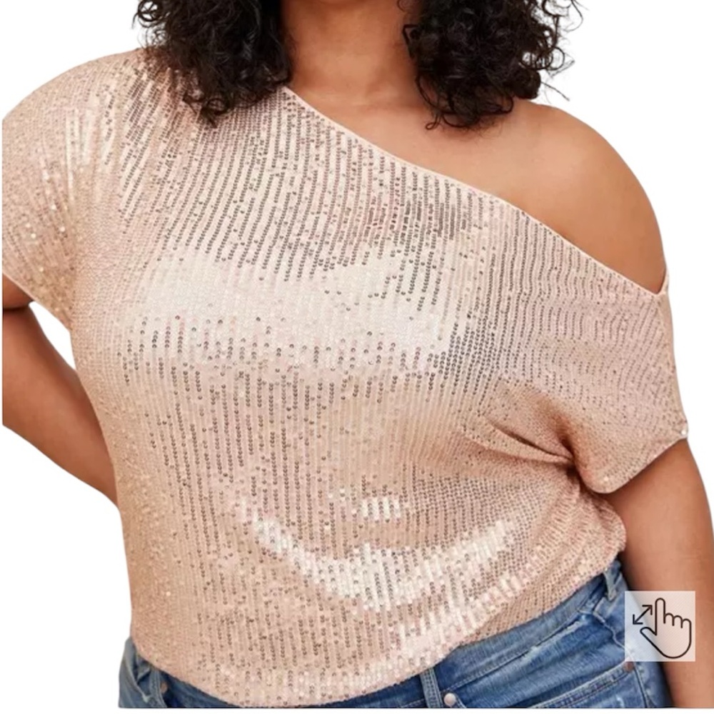 torrid Rose Gold Sequin One-Shoulder Top